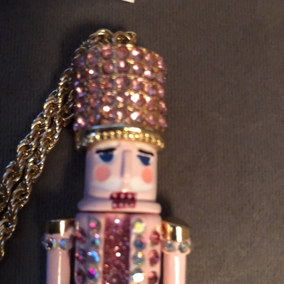 NWT Sparkly Rhinestone Betsey Johnson Pink Nutcracker Necklace - Picture 12 of 14